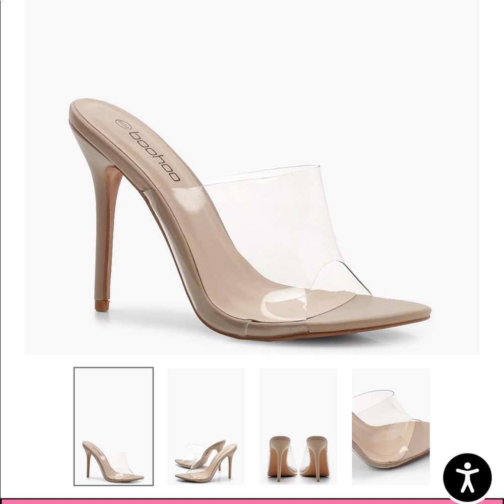 Pointed Toe Clear Mule Heel